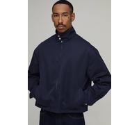 Men's Boxy Fit Reversible Check Twill Harrington Jacket | Navy | Size X-Small | BOOHOOMAN