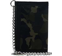 Mens Boys Camouflage Canvas Tri-Fold Wallet with Chain & Clip CAMO Slim-Army Green