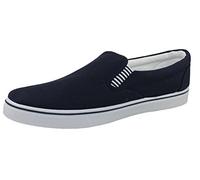 Mens Boys Canvas Yachting Shoe Navy Blue Slip-On Deck Pumps Size 3-13