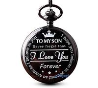 Men's Boys Engraved Pocket Fob Watches to My Son - Forever Gift to Son from a Father Mother Birthday Gift Pocket Watch Great Graduation Gift for Son