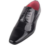 Mens Boys Faux Leather Patent Formal Smart Wedding Work Lace Up Shoes - Black - UK 8 / EU 42