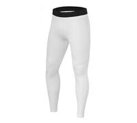 PowerLayer Men's Running Workout Thermal Compression Base Layer Leggings Tights - Bright White, M