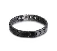Men's Bracelet Stainless Steel Blackstone Magnetic Link Bangle Hip Hop Rapper Fashion Jewellery Gift for Couples Husband Boyfriend, 190x10mm, Stainless Steel, No gemstone.