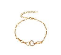 Mens Bracelet Stainless Steel Double Hearts Full Of Drilling Hollow Out Heart Gold Bracelet Rhinestone Bracelet Jewelry Charm Bracelet Birthday Surprise Gift For Woman Girls Bracelets (Gold, One Size)
