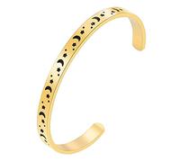 Mens Bracelet Stainless Steel Trend Opening Bracelet Gift Adjustable Star Sun Moon C Luminous Bracelets Matching Couple Bracelets (Gold, One Size)