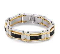 Men's Bracelet Steel Black, Rock Hip Hop Stainless Steel Bracelets Bangle 210x15mm