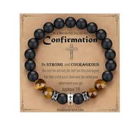 Mens Bracelet, Tiger Eye Crystal Black Bracelet, Retro Punk Men's Jewelry, Graduation Presents, Beads Jewelry Present for Husband Boy Friend Dad Son, Perfect Mens Birthday Gift Ideas
