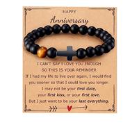 Mens Bracelet with Love Card Inspirational Jewelry Gifts for Man Christian Religious Baptism Valentines Day Graduation Retirement Christmas Beaded Bracelets Gifts, 7.5 inches, Crystal Agate stone, no