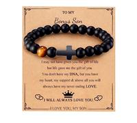 Mens Bracelet with Love Card Inspirational Jewelry Gifts for Man Christian Religious Baptism Valentines Day Graduation Retirement Christmas Beaded Bracelets Gifts, 7.5 inches, Crystal Agate stone, no