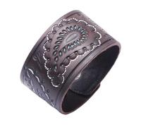 Men's Bracelets,Brown Leather Bracelets for Men Embossed Oil Painting Adjustable Wristbands Wide Retro Steam-Punk Goth Rock Cuff Bangle Handmade Jewelry Gift Dark Brown