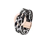 Mens Bracelets,Fashion Multilayer Leather Bracelet Metal Hoop Cuff Bangles With Magnetic Buckle Jewelry For Women Men Leopard Print C