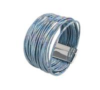 Mens Bracelets,Fashion Multilayer Leather Cord Leather Bracelet All-Match Cuff Bangles With Magnetic Buckle Jewelry for Women Men Colorful