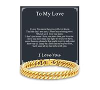 Men's Bracelets for Love, 14K Gold-Plated Bracelet for Men with "To My Love" Card, Medical-Grade 316L Stainless Steel Bracelet, 23cm Cuban Link Chain Gift for Him on Birthday/Christmas