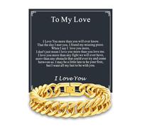 Men's Bracelets for Love, 14K Gold-Plated Bracelet for Men with "To My Love" Card, Medical-Grade 316L Stainless Steel Bracelet, 19cm Cuban Link Chain Gift for Him on Birthday/Christmas