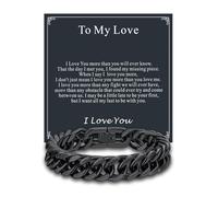 Men's Bracelets for Love, 19cm Black Bracelet for Men with "To My Love" Card, Medical-Grade 316L Stainless Steel Bracelet, Cuban Link Chain Gift for Him on Birthday/Christmas