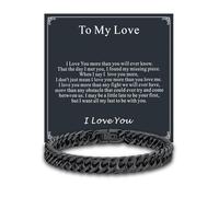 Men's Bracelets for Love, 23cm Black Bracelet for Men with "To My Love" Card, Medical-Grade 316L Stainless Steel Bracelet, Cuban Link Chain Gift for Him on Birthday/Christmas