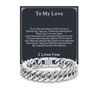 Men's Bracelets for Love, 23cm Silver Bracelet for Men with "To My Love" Card, Medical-Grade 316L Stainless Steel Bracelet, Cuban Link Chain Gift for Him on Birthday/Christmas