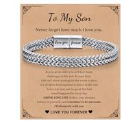 Men's Bracelets Gifts for Men Boys - 7.5 Inches Stainless Steel Franco Chain Bracelet Engraved Love You Forever for Men, 18th Birthday Presents for Boys, Son Gifts from Mum Dad for Birthday