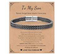 Men's Bracelets Gifts for Men Boys - Stainless Steel Franco Chain Bracelet Engraved Love You Forever for Men, 18th Birthday Presents for Boys, Son Gifts from Mum Dad for Birthday,7.5 Inches
