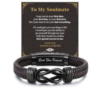 Men's Bracelets Gifts for Men - Brown Braided Leather Infinity Knot Bracelet Engraved Letter Love You Forever for Soulmate, Mens Bracelets Gift for Birthday Valentine's Day Anniversary