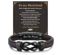 Men's Bracelets Gifts for Men - Brown Braided Leather Infinity Knot Bracelets Engraved Letter Love You Forever for Boyfriend, Mens Bracelets Gift for Birthday Christmas Anniversary