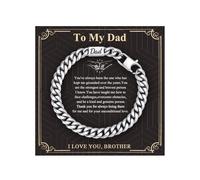 Men's Bracelets Gifts for Men - Engraved Silver Cuban Chain Bracelet Love Massage Personalised Mens Bracelets Birthday Christmas Presents Father's Day Gifts for Daddy, 23CM