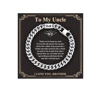 Men's Bracelets Gifts for Men - Engraved Silver Cuban Chain Bracelet Love Massage Personalised Mens Bracelets Birthday Valentines Christmas Presents for Men Teenage Boys (Uncle, 8.3 Inch)