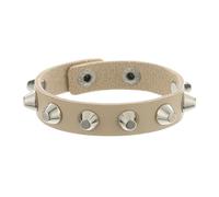 Mens Bracelets Leather,2Pcs Punk Rock Studded Bracelets For Men Women Adjustable Leather Wristband Handmade Gothic 80S Jewelry Gift For Night Club Party Cosplay Beige