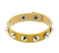Mens Bracelets Leather,2Pcs Punk Rock Studded Bracelets For Men Women Leather Couples Bracelet Handmade Gothic Party Jewelry For 80S 90S Cosplay Accessories Gift Yellow