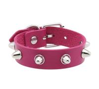 Mens Bracelets Leather,2Pcs Punk Rock Studded Bracelets For Women Adjustable Belt Buckle Cuff Bangle Handmade Gothic 80S Jewelry Party Night Club Cosplay Ladies Gift Rose Red
