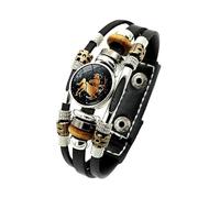 Mens Bracelets Leather, Adjustable Constellation Luminous Bracelet Zodiacs Sign Leather Cuff Bangle With Buttons Handmade Lucky Astrology Jewelry Gifts For Women Men Sagittarius