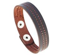 Mens Bracelets Leather, Adjustable Leather Bracelet Handmade Embroidery Cuff Bangle Vintage Jewellery With Pouch Birthday Gifts For Boyfriend Him Husband Brown