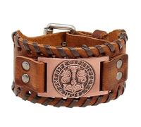 Mens Bracelets Leather, Genuine Leather Bracelet For Men Handmade Braided Viking Wristband With Hammer Charm Belt Buckle Punk Jewellery With Pouch Gifts For Boyfriend Husband Rose Golden