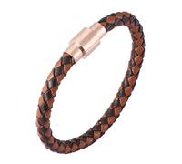 Mens Bracelets Leather, Genuine Leather Bracelet For Men Handmade Woven Cuff Wristband With Magnetic Clasp Lucky Jewelry Gifts For Dad Him Husband Black Brown 18.5Cm