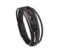 Mens Bracelets Leather,Genuine Leather Bracelet For Men Personalized Black Music Note Bracelet Multi-Layer Braided Cuff Bangle With Magnetic Clasp Charming Jewelry Gift For Dad Him Husband B