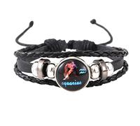 Mens Bracelets Leather,Hand-Woven Adjustable Multi-Layer Light Luxurythe Twelve Constellations Glow In The Dark Leather Bracelet, Energy Jewellery for Men Women Aquarius