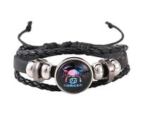 Mens Bracelets Leather,Hand-Woven Adjustable Multi-Layer Light Luxurythe Twelve Constellations Glow In The Dark Leather Bracelet, Energy Jewellery for Men Women Cancer