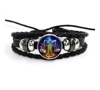 Mens Bracelets Leather,Hand-Woven Adjustable Multi-Layer Niche Design The Twelve Constellations Glow In The Dark Leather Bracelet, Energy Jewellery for Men Women Libra