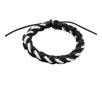 Mens Bracelets Leather,Hand-Woven Adjustable Waxed Thread Fashion Light Luxury Punk Retro Trendy Cowhide Leather Bracelet, Energy Jewellery for Women Men Black And White
