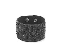 Mens Bracelets Leather,Hand-Woven Bohemian Fashion Velvet Hot Diamond Inlaid Diamond Snap Button Wide Leather Bracelet, Energy Jewellery for Women Black
