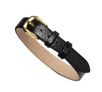 Mens Bracelets Leather, Ladies Genuine Leather Bracelet Adjustable Handmade Stirrup Straps Cuff Wristband With Buckle Punk Stackable Jewelry For Women Teen Girls Black(Golden Buckle) Wide 8M