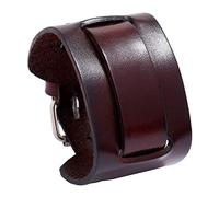 Mens Bracelets Leather,Wide Leather Bracelet Unisex Vintage Steam-Punk Adjustable Wristbands with Buckle Gothic Wrap Wrist Cuff Bangle Jewelry Gift for Boys Men Father Brown