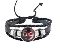 Mens Bracelets Leather,Zodiac Signs Spirit Bracelet Adjustable Constellation Leather Bracelet Multilayer Braided Rope Manifestation Jewellery Fathers Day Gift For Him Dad Cancer