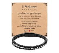 Mens Bracelets Men Morse Code Bracelet Father Dad Husband Son Grandson Brother Boyfriend Father'S Day Birthday Graduation Valentines Day Anniversary Christmas Leather Cuff Bangle I Love You Jewelry
