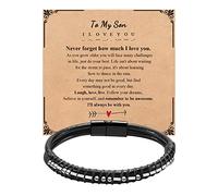 Mens Bracelets Men Morse Code Bracelet Father Dad Husband Son Grandson Brother Boyfriend Father'S Day Birthday Graduation Valentines Day Anniversary Christmas Leather Cuff Bangle I Love You Jewelry