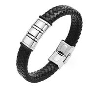 Mens Bracelets Personalised Dad Gift -Father's Day Daddy Men Leather Bracelet with Kids Name Braided Bracelet for Grandad Presents Birthday Thanksgiving Day Gifts from Daughter Son (Black#2-3 Bead)