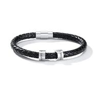 Mens Bracelets Personalised Dad Gift - Father's Day Daddy Mens Leather Bracelet with Kids Name Braided Bracelet for Grandad Presents Birthday Thanksgiving Day Gifts from Daughter Son (23CM #6-2 Bead)