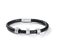 Mens Bracelets Personalised Dad Gift - Father's Day Daddy Mens Leather Bracelet with Kids Name Braided Bracelet for Grandad Presents Birthday Thanksgiving Day Gifts from Daughter Son (19CM#6-3 Bead)