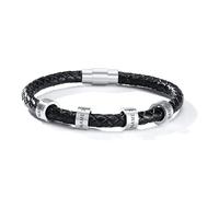 Mens Bracelets Personalised Dad Gift - Father's Day Daddy Mens Leather Bracelet with Kids Name Braided Bracelet for Grandad Presents Birthday Thanksgiving Day Gifts from Daughter Son (21CM #6-4 Bead)