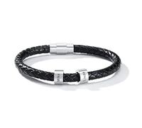 Mens Bracelets Personalised Dad Gift - Father's Day Daddy Mens Leather Bracelet with Kids Name Braided Bracelet for Grandad Presents Birthday Thanksgiving Day Gifts from Daughter Son (19CM#6-2 Bead)